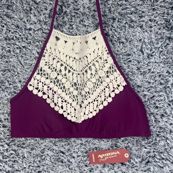 ARIZONA Halter Swim Bikini‎ Top Womens SZ M Crochet Coquette Fairy Ethereal NEW - Picture 3 of 8